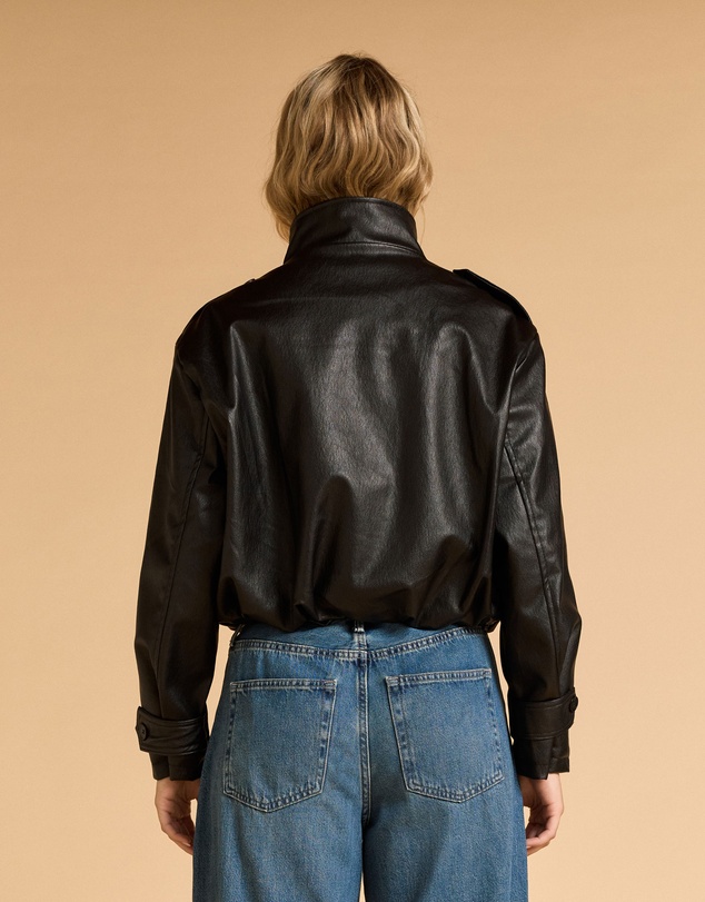 MVN - Faux Leather Bomber Jacket