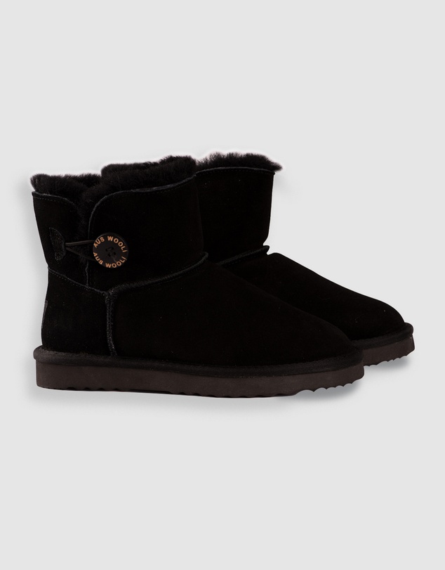 AusWooli Ugg Boots - Cabarita Short Sheepskin Wool Button Boots