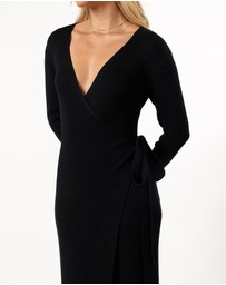 Petal & Pup - Kellan Wrap Midi Dress - Black
