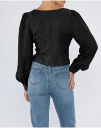 Amelius - Loren Linen Jacquard V-Neck Top