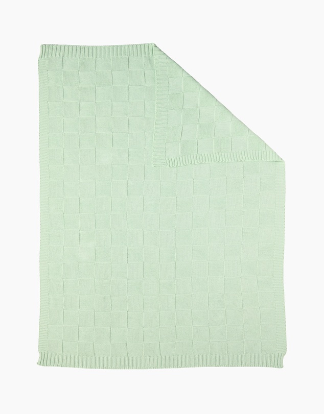 Living Textiles - Pram Knitted Blanket - Checkered Seafoam
