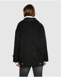 Belle & Bloom - Right and Forward Double Breasted Wool Blend Pea Coat