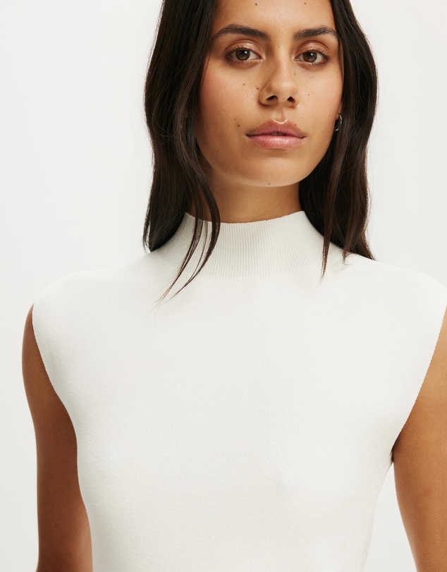 Cotton On - Mock Neck Sleeveless Fine Knit Top