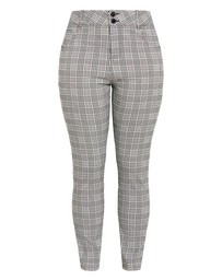 City Chic - Plus size Bengaline Check Pant - black