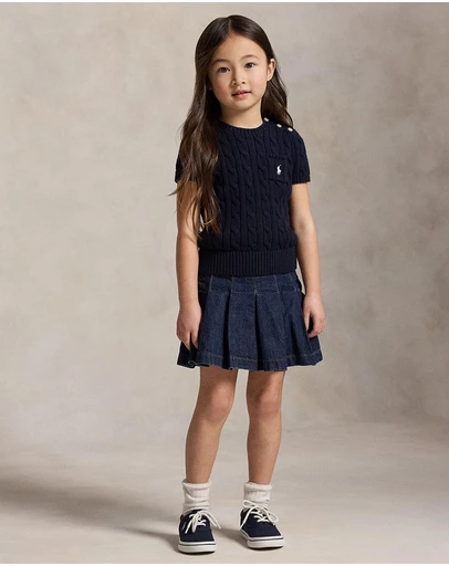 Polo Ralph Lauren - Cable-Knit Cotton Short-Sleeve Sweater - Babies-Kids