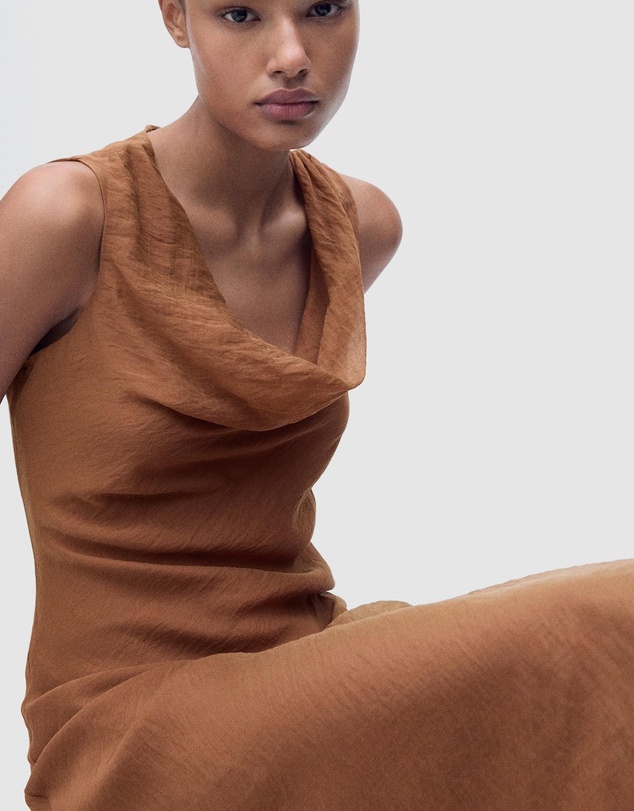 M.N.G - Cleo Draped-Neck Lyocell Dress