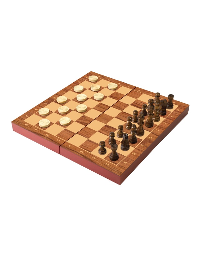 Ambassador - Folding Wood Chess Checkers Set