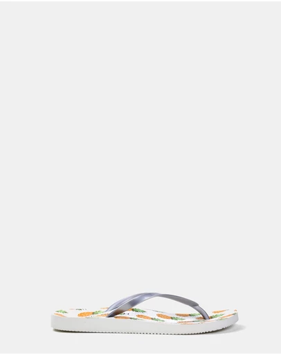Vionic - Noosa Print Toe Post Sandal - Silver Pineapple