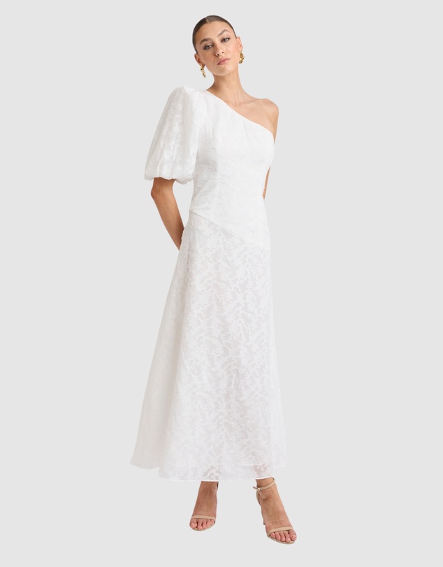Honey and Beau - Stanley One Shoulder Puff Sleeve Dress