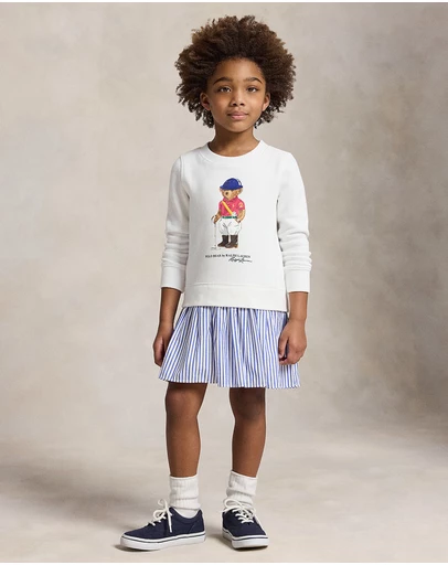 Polo Ralph Lauren - Polo Bear Striped-Skirt Fleece Dress - Kids