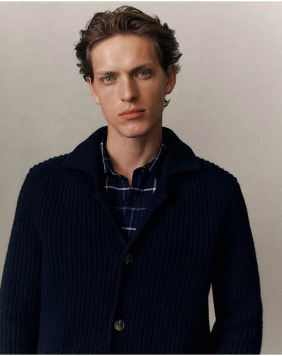 Trenery - Merino Lapel Cardigan in Navy