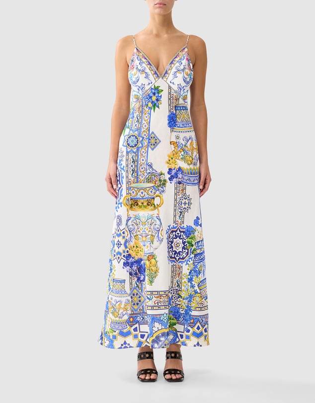 Camilla - V Neck Full Length Bias Slip Dress