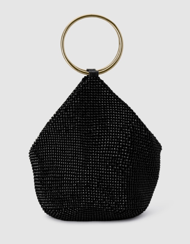 Olga Berg - Ellie Crystal Mesh Ring Handle Bag