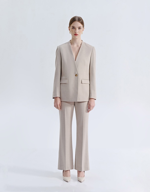 IDA+S - Liora French Silk Wool Collarless Haute Couture Suit Jacket