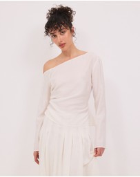 Calli - Amara Ruched Sheer Long Sleeve Top