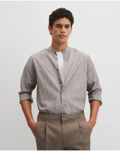 Country Road - Regular Fit Cotton Linen Standard Collar Shirt