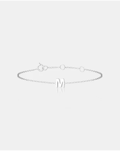 The Silver Collective - Children's A-Z Letter Bracelet - M
