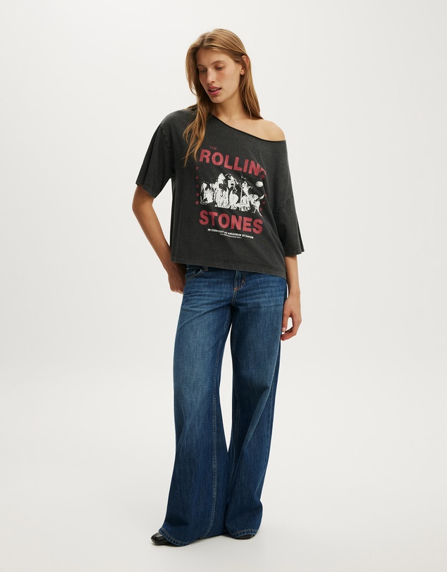 Cotton On - Lcn Music Off Shoulder Boxy Graphic Tee
