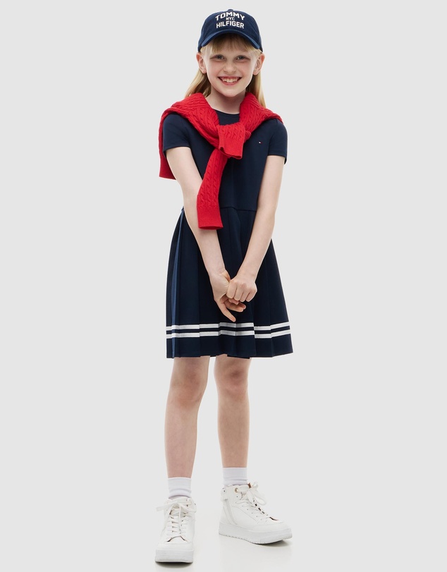 Tommy Hilfiger - Pleated Short Sleeve Skater Dress - Teens