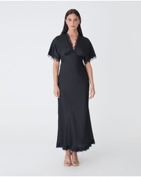 Forcast - Cleo Lace Trim Satin Dress