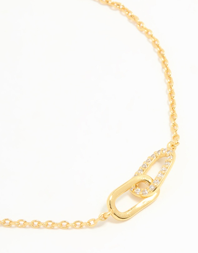 Lovisa - Gold Plated Sterling Silver Cubic Zirconia Link Oval Bracelet