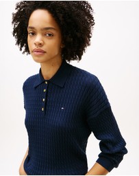 Tommy Hilfiger - Cable Knit Relaxed Polo Jumper