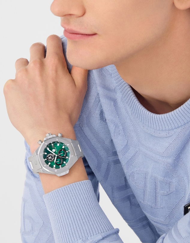 Philipp Plein - Plein Chrono Royal - Silver-Tone with 46mm Green Dial