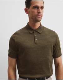 Country Road - Australian Merino Short Sleeve Button Knit Polo