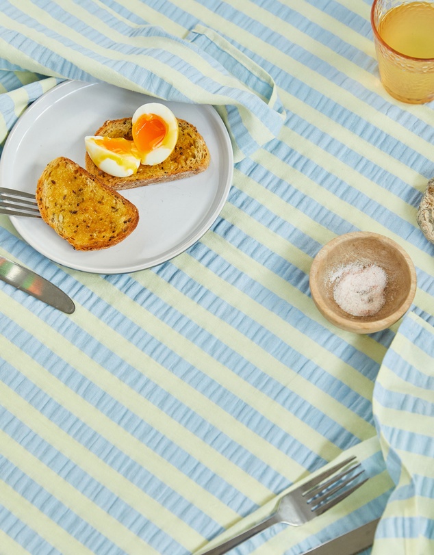 Mosey Me - Butter Blue Seersucker Square Tablecloth