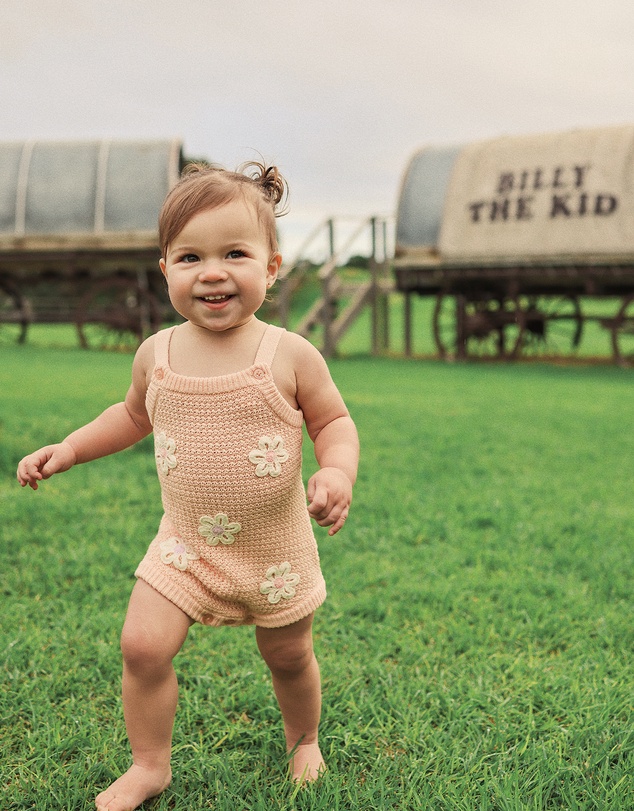 Kynd Baby - Crochet Romper in Blooms