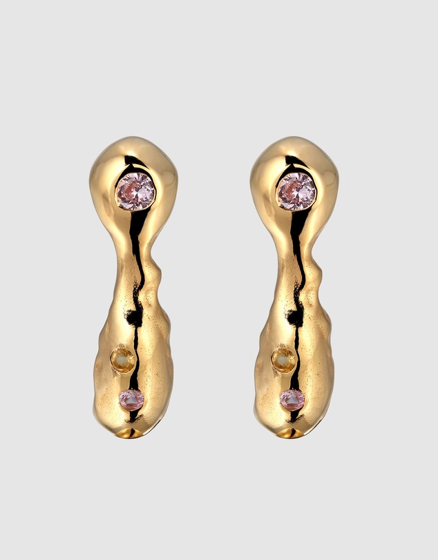 Haze & Glory - Warped Citrine Ear Studs - Gold