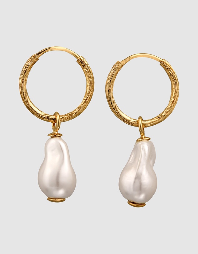 Elli Jewelry - Shell Pearl Hoop Earrings in Gold-Plated 925 Silver