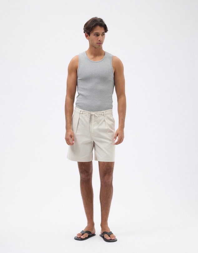 AERE - Linen Blend Tie Waist Shorts