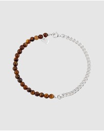 Kuzzoi - ICONIC EXCLUSIVE - Bracelet Male Beads Tigers Eye 925 Sterling Silver