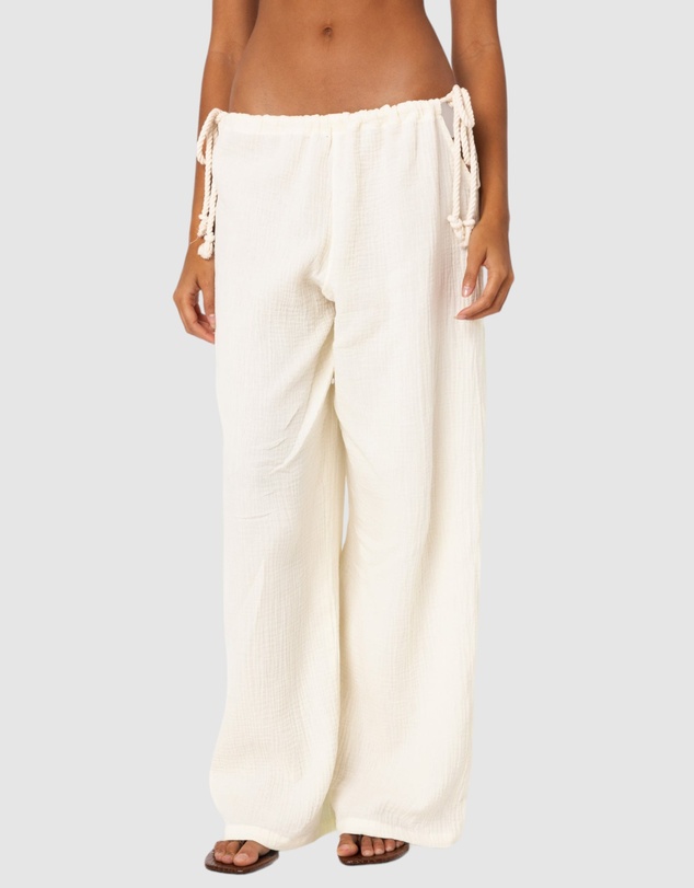 EDIKTED - Leoni Side Tie Cotton Gauze Pants