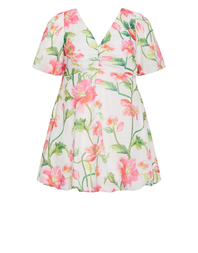 City Chic - Plus size Jamie Floral Print Bubble Dress - white