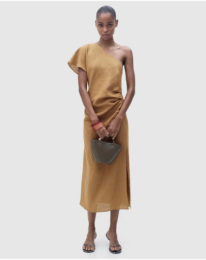 M.N.G - Rachel Asymmetrical Linen Dress