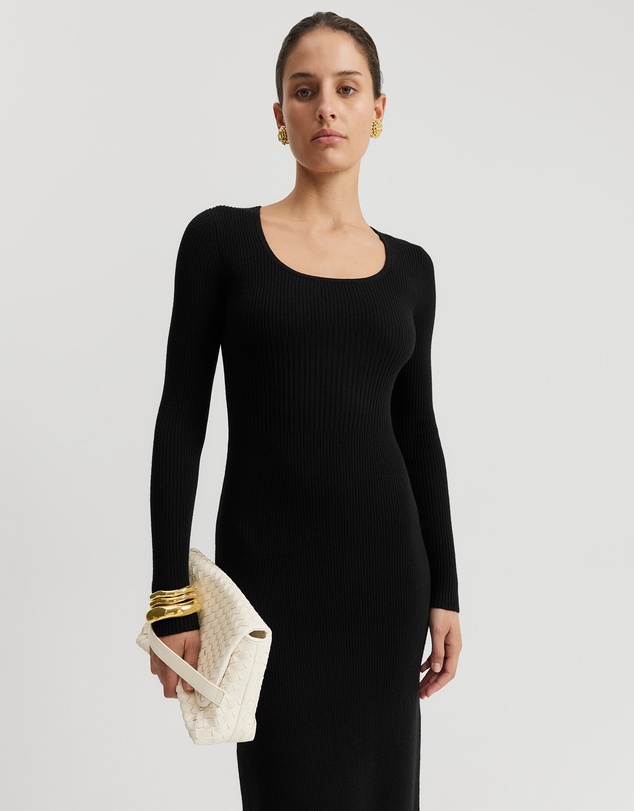Robe Pull Express Col Rond Manches Longues - Noir Et Blanc, Taille XS