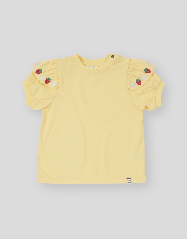 Goldie + Ace - Flounce Shoulder Strawberry Top - Babies-Kids