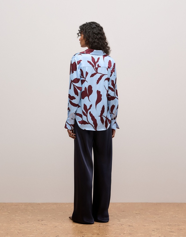 Trenery - Karra Satin Popover Blouse in Sky