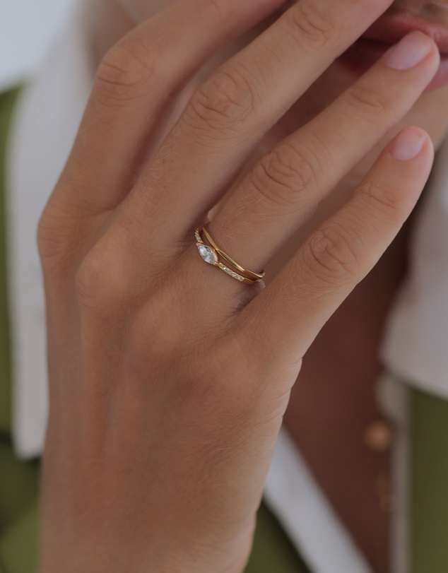 Elli Jewelry - Ring Set Crystal Square 925 Sterling Silver Gold-Plated