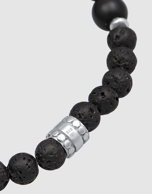Kuzzoi - ICONIC EXCLUSIVE - Lava and Onyx Bead Bracelet with Oxidised Silver Elements