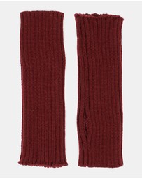 Morgan & Taylor - Asha Rib Knit Fingerless Gloves in Burgundy Red
