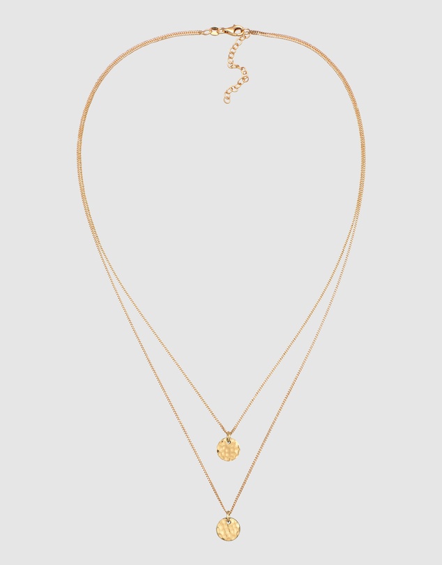 Elli Jewelry - Hammered Platelet Layer Necklace in Gold-Plated 925 Silver