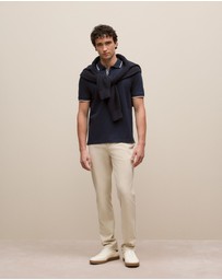 Trenery - Mercerised Cotton Tipped Polo in Navy