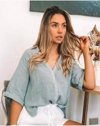 Esther & Co - Fraise Top - Faded Teal