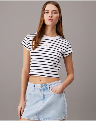 Calvin Klein Jeans - Ribbed Monogram Logo T-Shirt