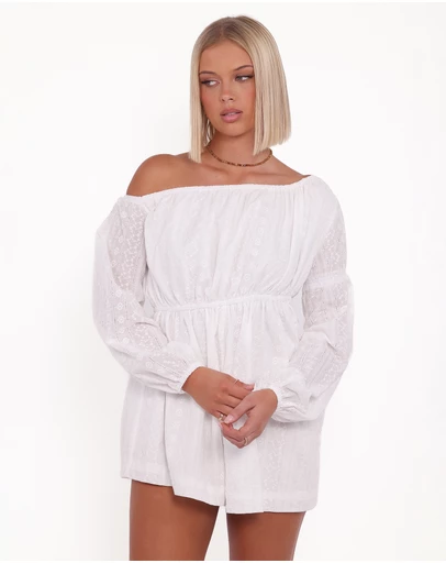 Petal & Pup - Milani Off Shoulder Playsuit - White