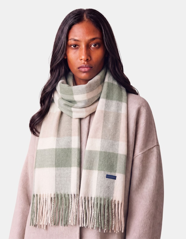 Henry Bucks - HENRY BUCKS Merino Wool Check Scarf GREEN MULTI