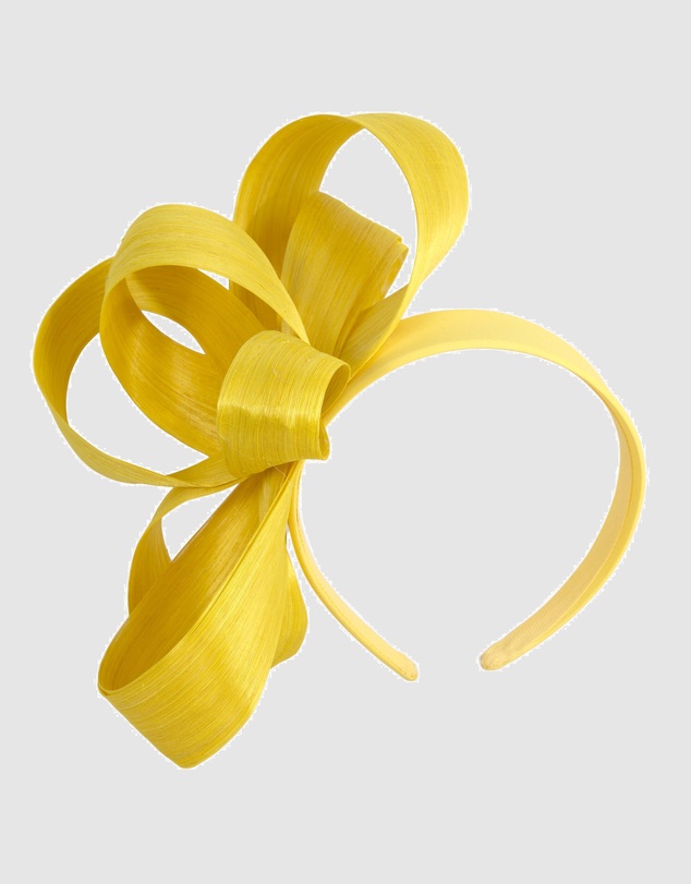 Fillies Collection - Yellow Silk Abaca Loops Racing Fascinator